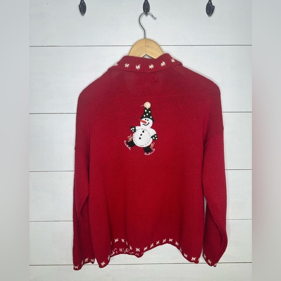 Heirloom Collectibles Snowman Hand Knit Christmas Sweater | Size L - Picture 5 of 8